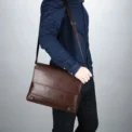 Briefcase For Men  Leather Tote Boston Commuting Laptop Shoulder Executive Business Work Messenger Crossbody Side Designer Bag - Image 5