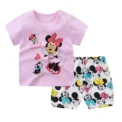 Disney Summer Baby Girl Clothes Set Cartoon Minnie Short Sleeve Cotton Girls Outfits for 0-3year Kids Clothes - Image 2