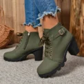 Spring Winter Women Pumps Boots High Quality Lace-up European Ladies Shoes PU High Heels Boots Fast Delivery - Image 2