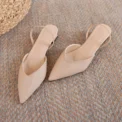 New Fashion Summer Women Pumps Woman Buckle Beige Single Shoes Square Heels Comfortable Dress Party Shoes - Image 4