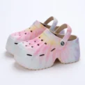 Leopard Thick Bottom Clogs for Women Closed Toe Chunky Platform Sandals Woman Summer 2023 Super High Wedge Heel Slippers Female - Image 2