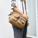 Men Canvas Shoulder Bags Casual Tote Travel Men's Crossbody Bag Luxury Messenger Bags Fashion High Quality Handbag - Image 3