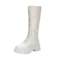 Women's Mid Calf Boots Padded Shoes Knee High Winter Sneakers Punk Style Military Casual White Black Lucury Platform Woman - Image 6