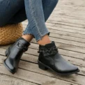 Women Ankle Boots Autumn Winter New Pu Leather Short Boots Woman Side Zipper Thick Heeled Rivet Leather Boots Pus Siz - Image 4