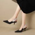 High Heels Women Sexy Sandals Mid Heels Slingback Summer Slippers 2025 Fashion Luxury Pumps New Flip Flops Shallow Mujer Slides - Image 4