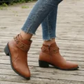 Women Ankle Boots Autumn Winter New Pu Leather Short Boots Woman Side Zipper Thick Heeled Rivet Leather Boots Pus Siz - Image 5