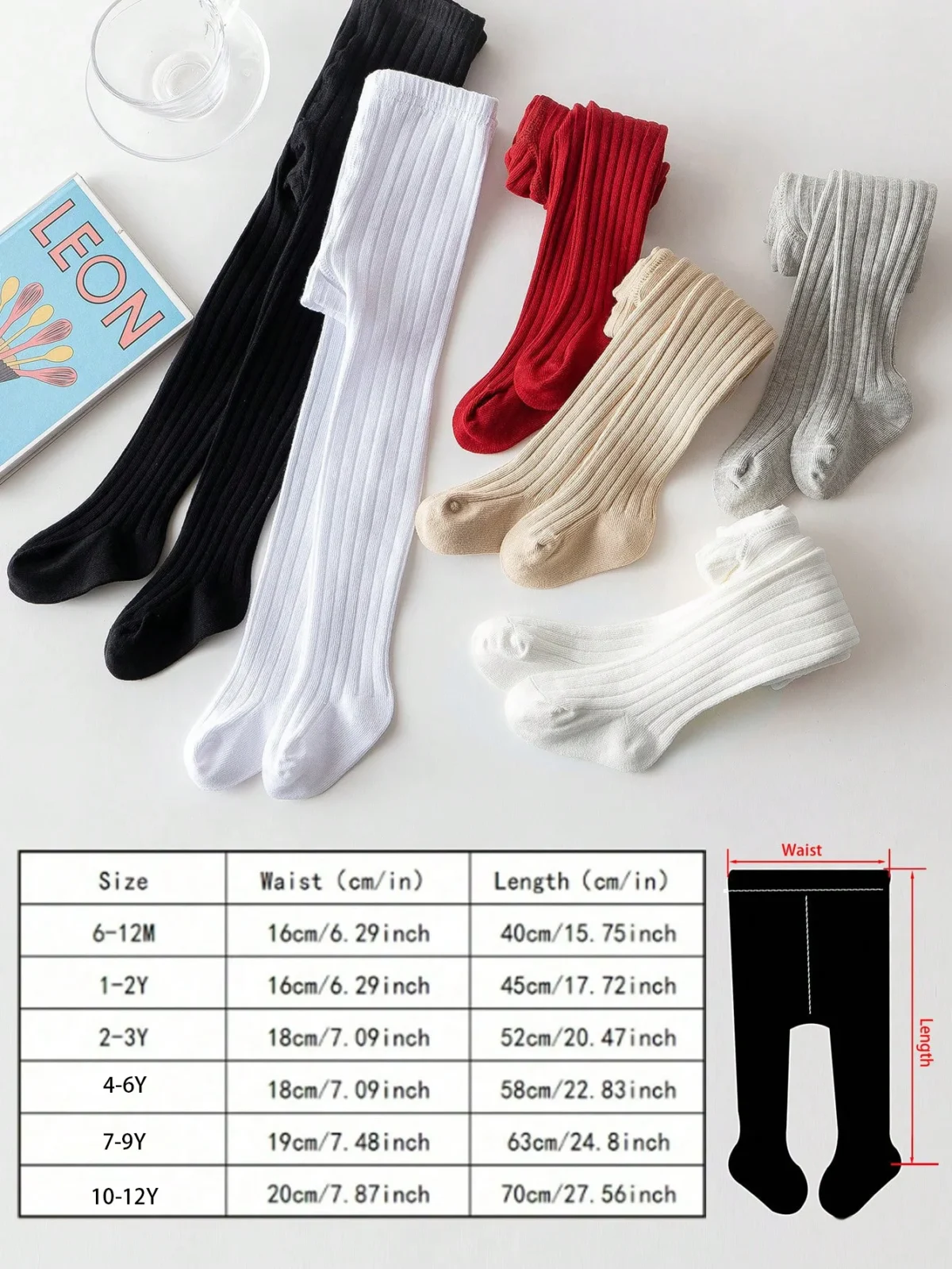 1 Pack of Simple Basic Vertical Stripesd Bottoming Pantyhose for Baby Girls, Suitable for Daily Life - Image 6
