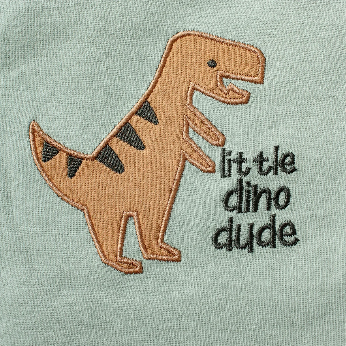 3PCS Summer Baby Bodysuit Three piece Set with Cartoon Dinosaur Pattern and Stripe Pattern Button Design for 0-9 Months Old Boys - Image 4