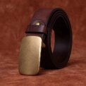 Men's Real Genuine Leather Belt Luxury Designer Brass Pin Buckle Belts Pure Cowskin Vintage Strap Male Jeans for Man - Image 2