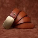 Men's Real Genuine Leather Belt Luxury Designer Brass Pin Buckle Belts Pure Cowskin Vintage Strap Male Jeans for Man - Image 5