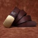 Men's Real Genuine Leather Belt Luxury Designer Brass Pin Buckle Belts Pure Cowskin Vintage Strap Male Jeans for Man - Image 6