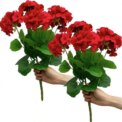 2 Pcs 12.6inch Faux Flowers Geraniums UV Resistant Nonwoven for Garden Patio Vase Table Centerpiece for Indoor Home Floral Decor