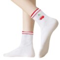 Non Slip Socks Comfortable Sticky Slipper Socks Soft Cherry Crew Socks Breathable Cotton Pilates Socks for Yoga Pilates - Image 4