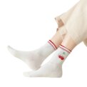 Non Slip Socks Comfortable Sticky Slipper Socks Soft Cherry Crew Socks Breathable Cotton Pilates Socks for Yoga Pilates - Image 3