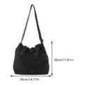 Women Fashion Shoulder Bag Large Capacity Nylon Drawstring Bucket Bag Lightweight Commuting Bag Multi-pockets for Work Vacation - Image 6