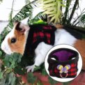 Chinchilla Harness Chinchilla Harness Vest Chinchilla Walking Harness Vest with Leash for Squirrel Hamster Red Grid+Purple Love - Image 3