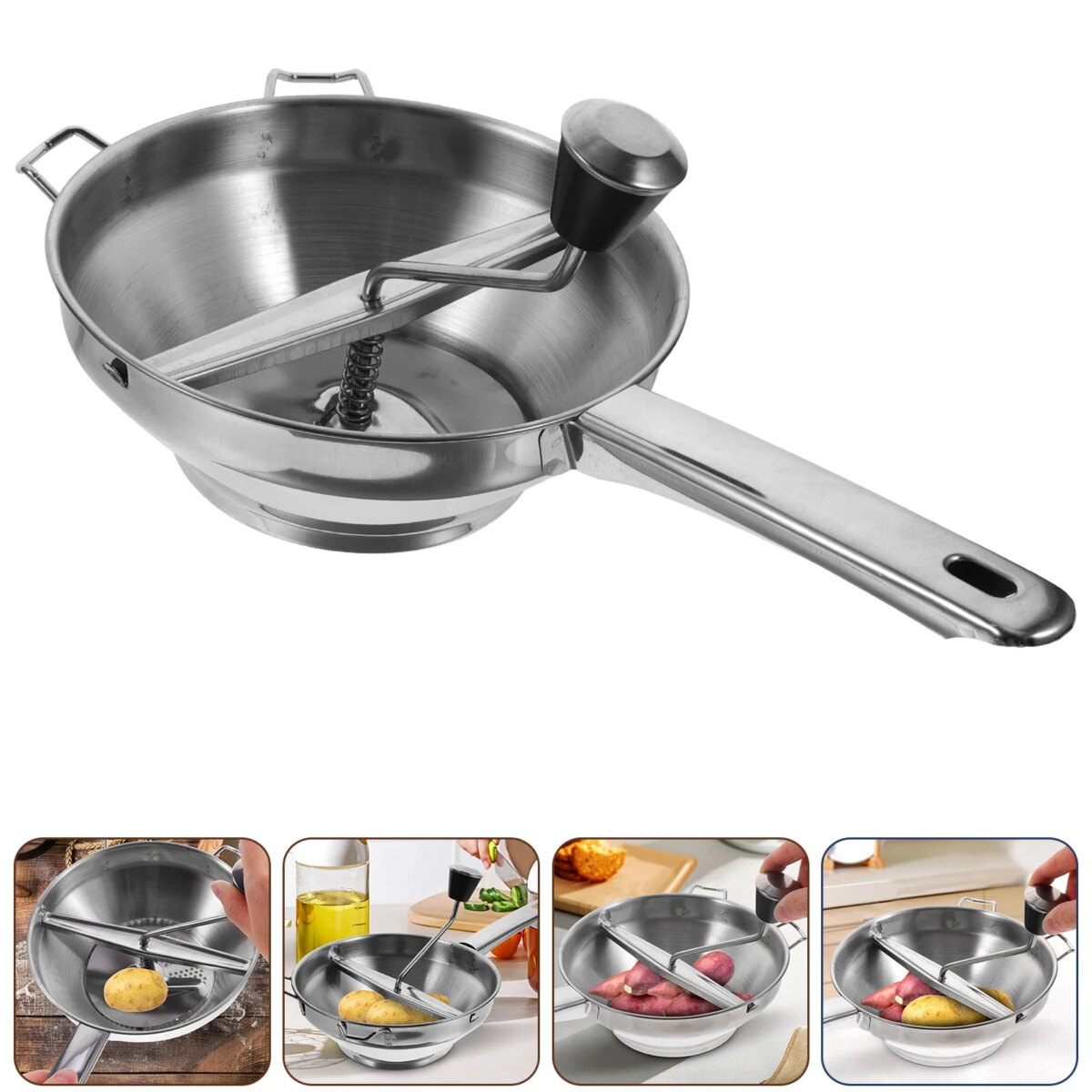 Stainless Steel Masher Large Potato Flour Mill for Home Smasher Corn Starch Ketchup Handheld Presser Ricer Cheese Baby - Image 3