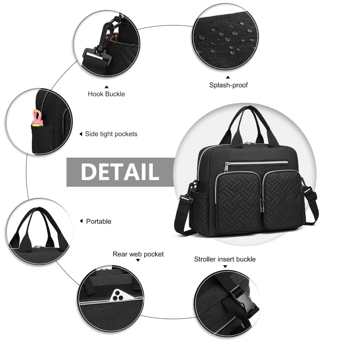 Kono Baby Changing Bag - Convertible Weekender Tote for Parents with Insulated Pockets, Diaper Messenger Bag for Travel - Image 5