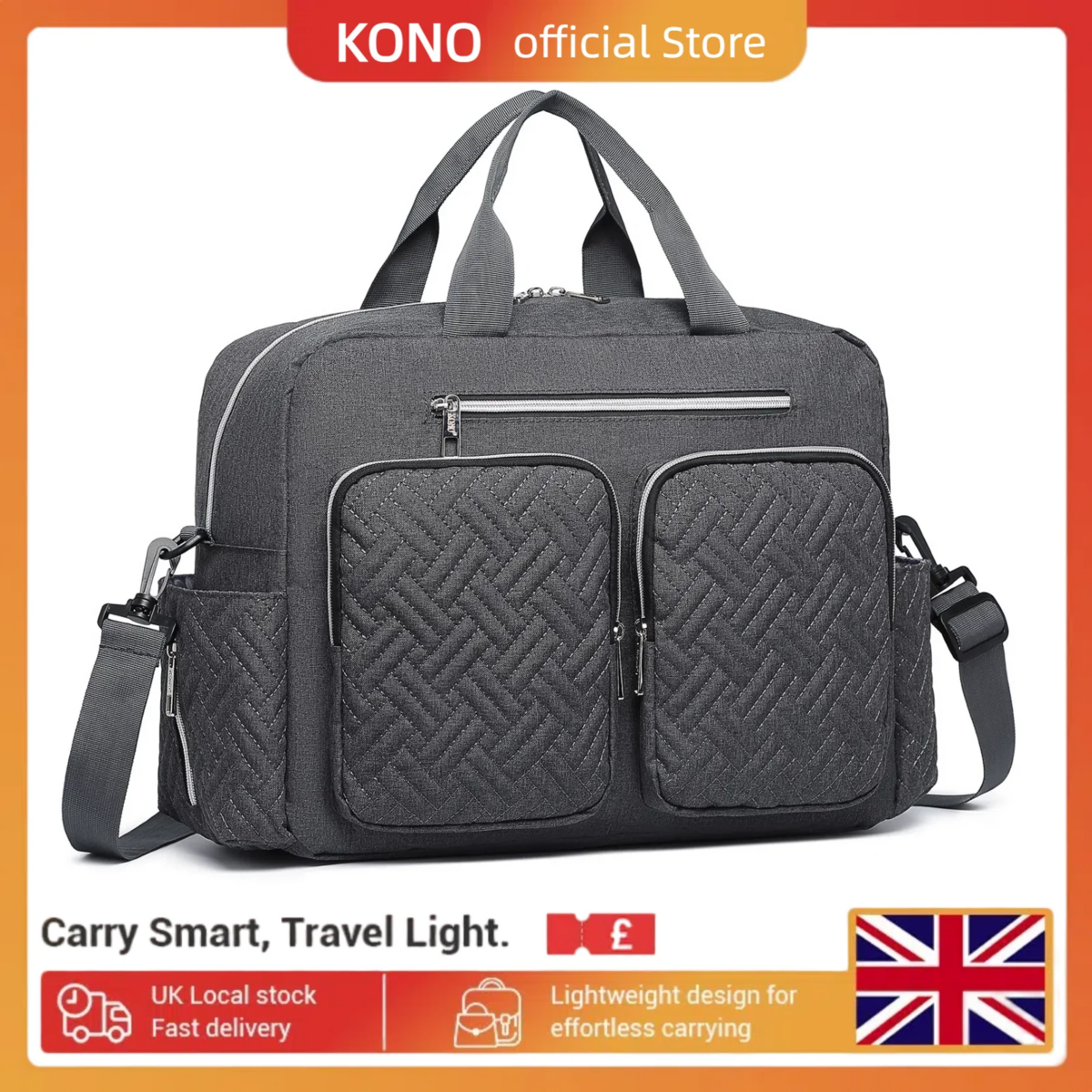 Kono Baby Changing Bag - Convertible Weekender Tote for Parents with Insulated Pockets, Diaper Messenger Bag for Travel - Image 1