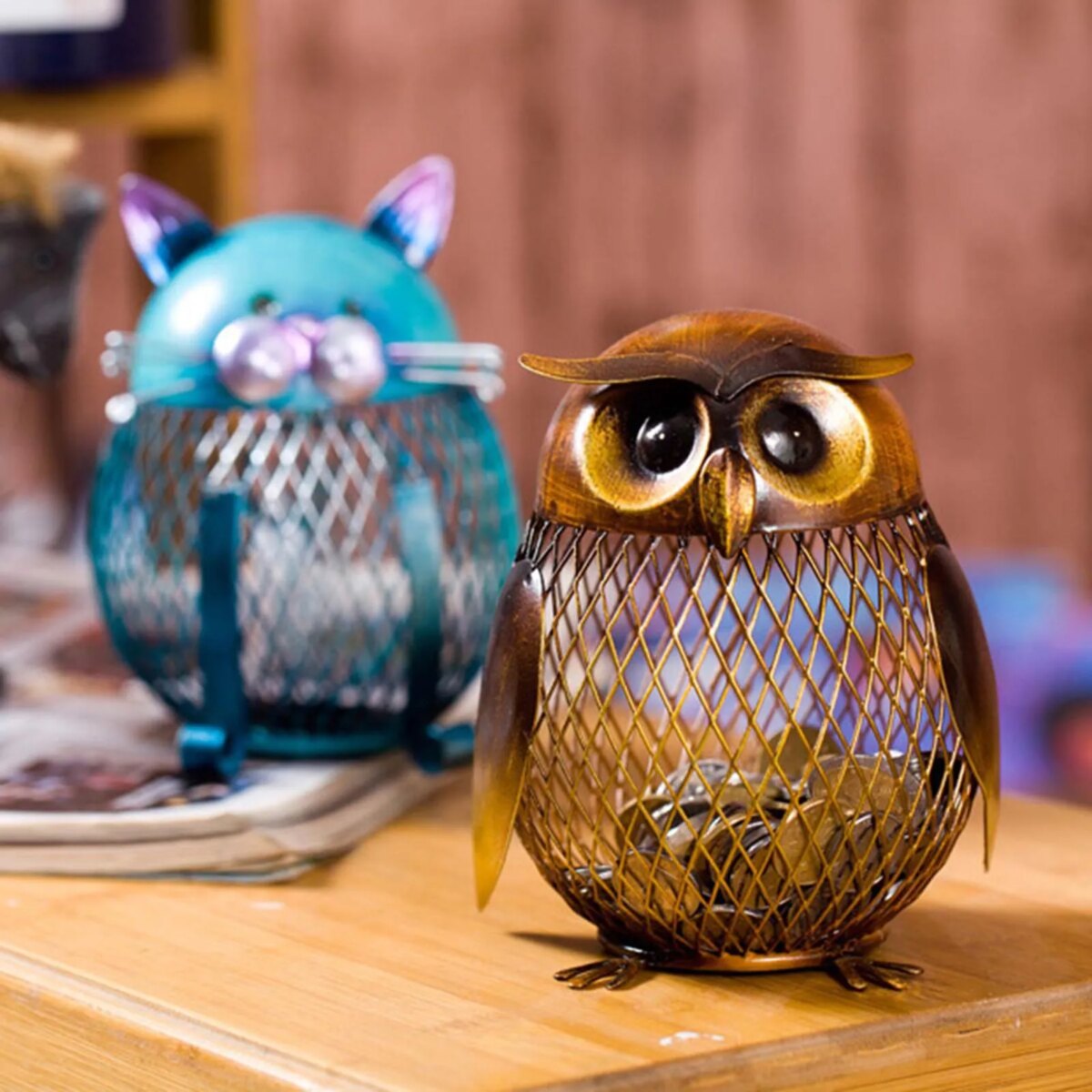 TOOARTS Owl Shaped Metal Coin Money Saving Box Money Boxes Home Decor Furnishing Articles Crafting Christmas Gift for Kids - Image 4