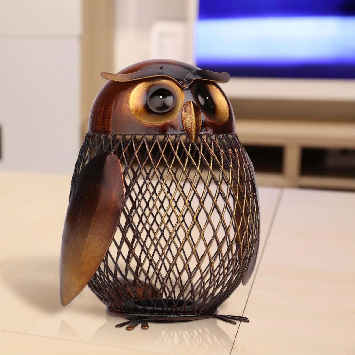 TOOARTS Owl Shaped Metal Coin Money Saving Box Money Boxes Home Decor Furnishing Articles Crafting Christmas Gift for Kids - Image 1