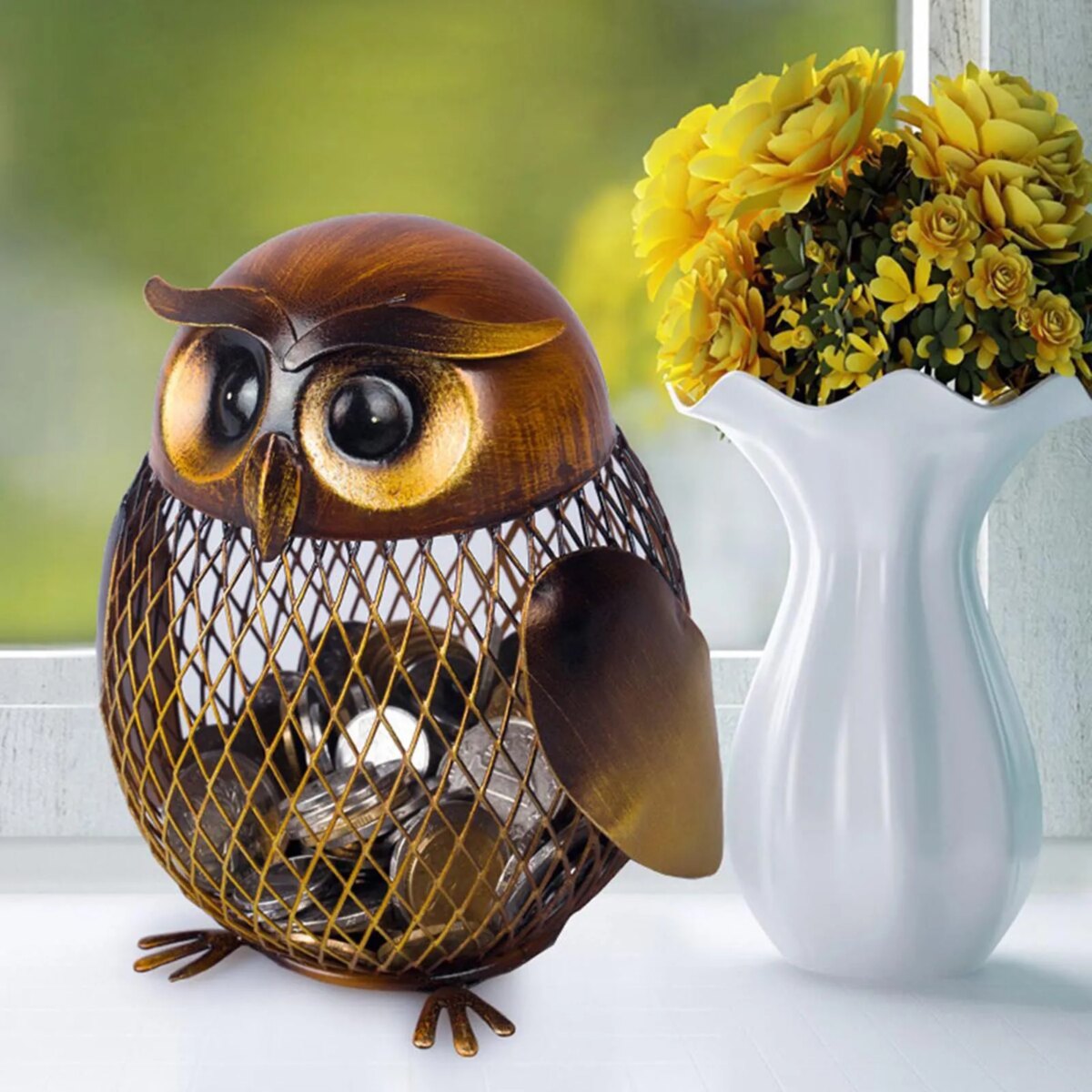 TOOARTS Owl Shaped Metal Coin Money Saving Box Money Boxes Home Decor Furnishing Articles Crafting Christmas Gift for Kids - Image 2