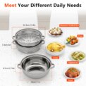 3-Tier Stainless Steel Steamer Pot with Glass Lid, Induction/Gas Stove Compatible, 28cm Multi-Layer Cookware - Image 2