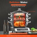 3-Tier Stainless Steel Steamer Pot with Glass Lid, Induction/Gas Stove Compatible, 28cm Multi-Layer Cookware - Image 5