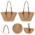 Women Woven Tote Bag Fashion Shoulder Bag Large Capacity Summer Beach Bags Simple Woven Handbag Chic Hobo Bag for Party Vacation