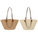 Women Woven Tote Bag Fashion Shoulder Bag Large Capacity Summer Beach Bags Simple Woven Handbag Chic Hobo Bag for Party Vacation - Image 2