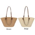 Women Woven Tote Bag Fashion Shoulder Bag Large Capacity Summer Beach Bags Simple Woven Handbag Chic Hobo Bag for Party Vacation - Image 4