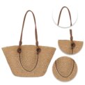 Women Woven Tote Bag Fashion Shoulder Bag Large Capacity Summer Beach Bags Simple Woven Handbag Chic Hobo Bag for Party Vacation - Image 3