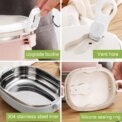 Kitchen Utensils Lunch Box Portable Stainless Steel Food Container for Student Children Work Lunch Box Stainless Steel Lunch Box - Image 4