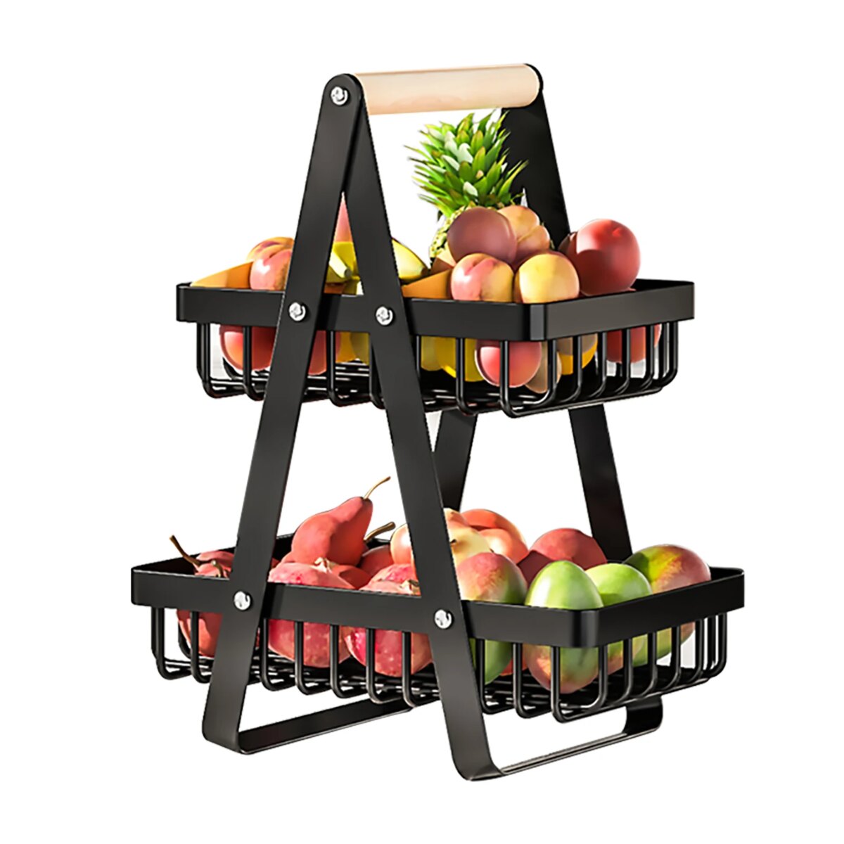 2-Tier Fruit Basket ,Fruit Bowl Holder Bread Basket Vegetable Rack, Detachable Fruit Holder for Fruit, Vegetables, Snacks - Image 1