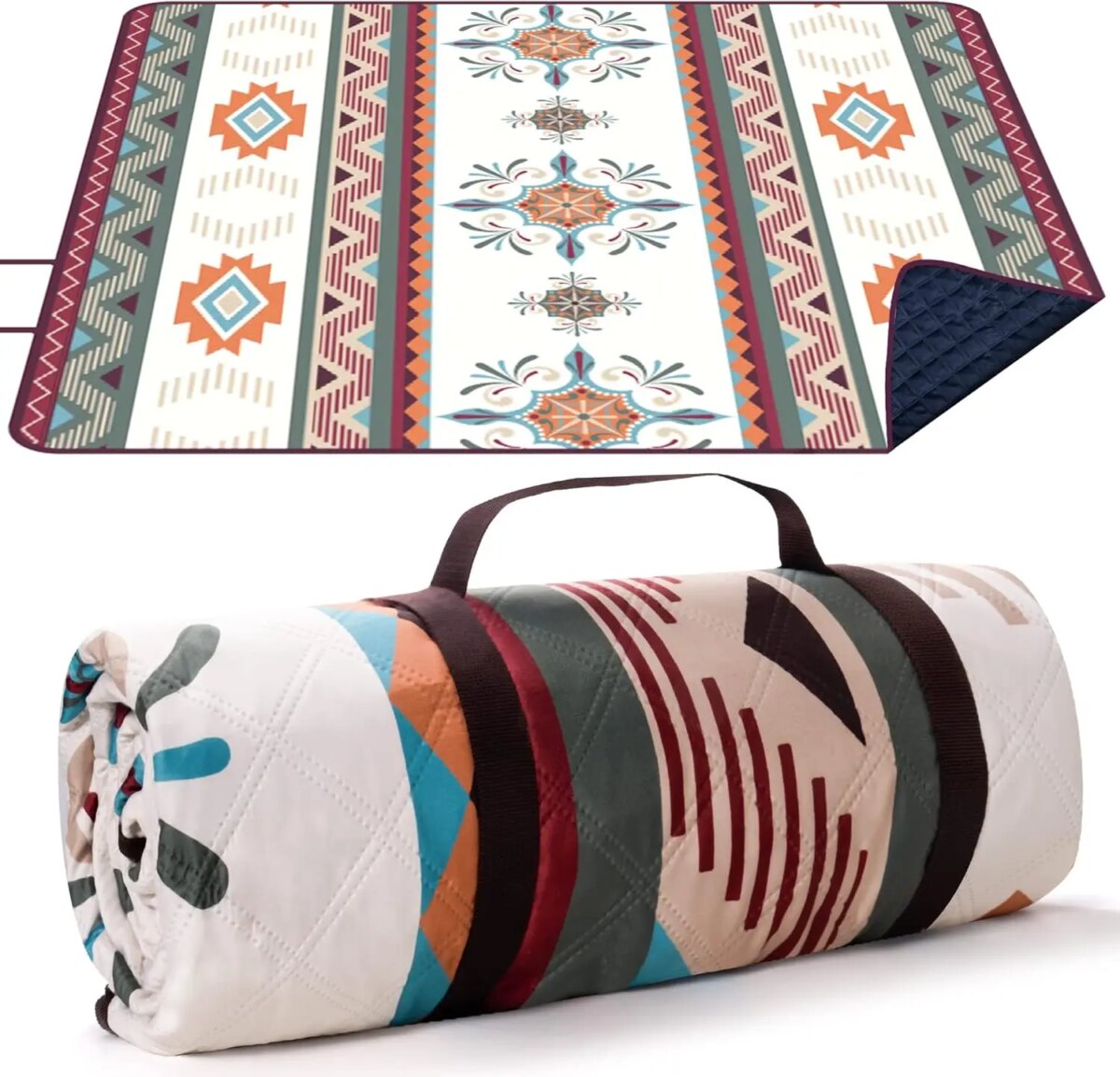 Waterproof Picnic Blanket, 200x200CM Large Beach Blanket Outdoor Picnic Mat, Beach Mat with Carrying Handle for Camping, Beach - Image 1