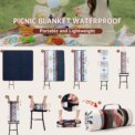 Waterproof Picnic Blanket, 200x200CM Large Beach Blanket Outdoor Picnic Mat, Beach Mat with Carrying Handle for Camping, Beach - Image 5