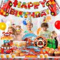 Fire Truck Birthday Party Supplies,95pcs  Birthday Party Decorations for Boys-Firetruck Birthday Balloons Plates Napkins etc - Image 4
