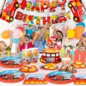 Fire Truck Birthday Party Supplies,95pcs  Birthday Party Decorations for Boys-Firetruck Birthday Balloons Plates Napkins etc - Image 2