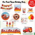 Fire Truck Birthday Party Supplies,95pcs  Birthday Party Decorations for Boys-Firetruck Birthday Balloons Plates Napkins etc - Image 6