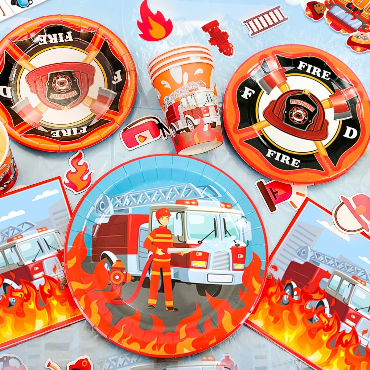 Fire Truck Birthday Party Supplies,95pcs  Birthday Party Decorations for Boys-Firetruck Birthday Balloons Plates Napkins etc - Image 3