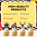 Motorcycle Cake Topper, 24 Pcs Motorcycle Cupcake Toppers/Dirtbike Cupcake Toppers + 1 Pcs Dirt Bike Cake Topper - Image 5