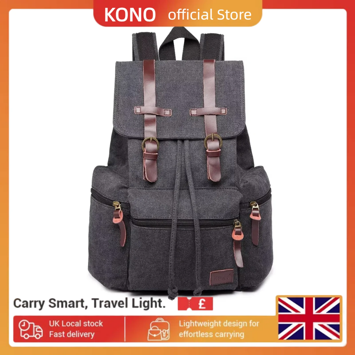 Canvas Backpack Unisex Vintage Rucksack School Bag Casual Daypack for Women Men Boys Girls Outdoor Travel Hiking Camping - Image 1