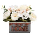 Voltsify 15CM Artificial White Hydrangea Peony Flower Plant with Wooden Pot - Image 5
