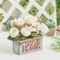 Voltsify 15CM Artificial White Hydrangea Peony Flower Plant with Wooden Pot