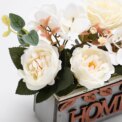 Voltsify 15CM Artificial White Hydrangea Peony Flower Plant with Wooden Pot - Image 4