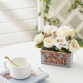 Voltsify 15CM Artificial White Hydrangea Peony Flower Plant with Wooden Pot - Image 2