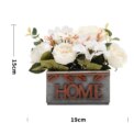 Voltsify 15CM Artificial White Hydrangea Peony Flower Plant with Wooden Pot - Image 6
