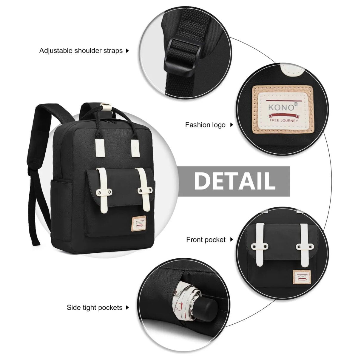 Kono School Bags for Girls Teenagers Backpack Womens Lightweight Travel Work Rucksack Casual Daypack - Image 4