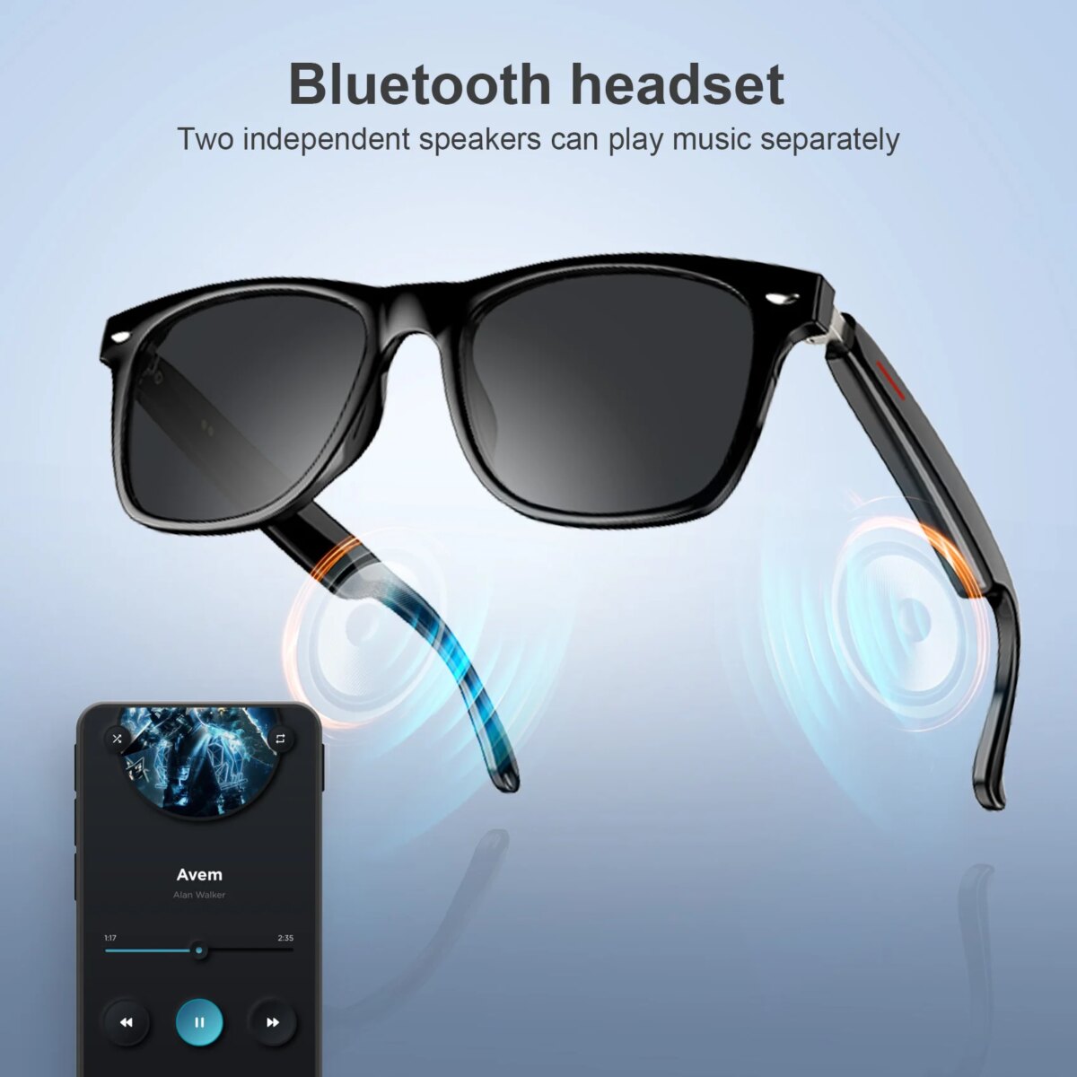 Blackview Bluetooth Smart Glasses Built-in Speaker&Mic IPX4 Waterproof Outdoor Polarized UV Protection Sunglasses for Men Women - Image 2