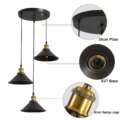 3 Lights Vintage Industrial Pendant Light, Metal Edison Design,Black Metal Hanging Chandeliers,E27 Ceiling Lighting for Kitchen - Image 3